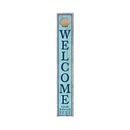 Welcome Oak Island Shell Blue Latitude Longitude | Wall Art Print on Real Wood