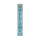 Welcome Oak Island Sea Turtle Blue Latitude Longitude | Wall Art Print on Real Wood