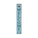 Welcome Oak Island Compas Blue Latitude Longitude | Wall Art Print on Real Wood