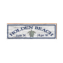 Holden Beach Sea Turtle White Latitude Longitude | Real Wood Art Print