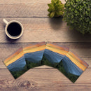 Blue Ridge Mountains Sunset Coasters | Drink Coaster Set of 4 | Absorbent Ridged Ceramic with Cork Backing