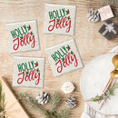 Holiday Christmas Holly Jolly | Drink Coaster Set
