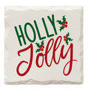 Holiday Christmas Holly Jolly | Drink Coaster Set
