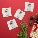 Snowman Winter Christmas Holiday Coasters | Drink Coaster Set of 4 | Absorbent Ridged Ceramic with Cork Backing