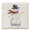 Snowman Winter Christmas Holiday Coasters | Drink Coaster Set of 4 | Absorbent Ridged Ceramic with Cork Backing