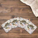 Blue Crab Coasters | Drink Coaster Set of 4 | Absorbent Ridged Ceramic with Cork Backing | Beach Nautical Tropical Coastal House Home Decor