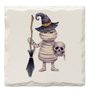 Halloween Watercolor Mummy Witch | Drink Coaster Set