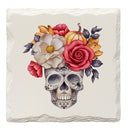 Halloween Watercolor Skull & Flowers | Drink Coaster Set