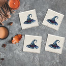 Halloween Watercolor Witch Hat | Drink Coaster Set