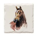 Horse Coaster | Drink Coaster Set of 4 | Absorbent Ridged Ceramic with Cork Backing | Farmhouse Lodge Home Decor