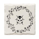 Farmhouse Ladybug | Drink Coaster Set of 4 | Absorbent Ridged Ceramic with Cork Backing