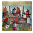 Western Shore Chesapeake Bay Lighthouses | Drink Coaster Set of 4 | Absorbent Ridged Ceramic with Cork Backing