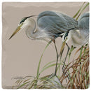 Heron Coasters | Drink Coaster Set of 4 | Absorbent Ridged Ceramic with Cork Backing | Art Lamay