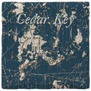 Cedar Key White & Navy Shabby Map Coaster Set