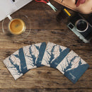 Chesapeake Bay Shabby Blue Map | Drink Coaster Set of (4) | Functional Absorbent Ridged Ceramic