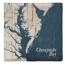 Chesapeake Bay Shabby Blue Map | Drink Coaster Set of (4) | Functional Absorbent Ridged Ceramic
