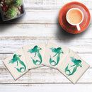 Watercolor Teal Mermaid |Drink Coaster Set