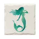 Watercolor Teal Mermaid |Drink Coaster Set