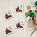 Holiday Christmas Red Truck | Drink Coaster Set