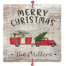 Customizable Holiday Christmas Camper Truck | Drink Coaster Set