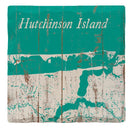 Hutchinson Island, Florida Map Coasters | Drink Coaster Set of 4 | Absorbent Ridged Ceramic with Cork Backing