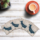 Kabekona Lake, Minnesota Shabby Blue Map |Drink Coaster Set
