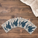 Leech Lake, Minnesota Map Coasters | Drink Coaster Set of 4 | Absorbent Ridged Ceramic with Cork Backing