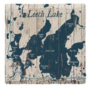 Leech Lake, Minnesota Map Coasters | Drink Coaster Set of 4 | Absorbent Ridged Ceramic with Cork Backing
