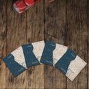 Ludington to Grand Haven, Michigan Shabby Blue Map | Drink Coaster Set