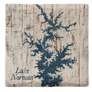 Lake Norman, North Carolina Shabby Blue Map |Drink Coaster Set