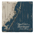 Sea Girt to Barnegat, New Jersey Shabby Blue Map |Drink Coaster Set