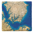 Solomons Island, Maryland Map Coasters | Drink Coaster Set of 4 | Absorbent Ridged Ceramic with Cork Backing