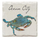 Ocean City, Blue Crab Maryland & New Jersey | Drink Coaster Set of 4 | Absorbent Ridged Ceramic with Cork Backing