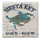 Siesta Key, Florida w/ Crab & Coordinates |Drink Coaster Set