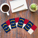North Carolina State Flag | Drink Coaster Set of 4 | Absorbent Ridged Ceramic with Cork Backing