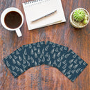 Sailboat Pattern | Drink Coaster Set of 4 | Absorbent Ridged Ceramic with Cork Backing