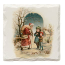 Holiday Christmas Santa & Children | Drink Coaster Set