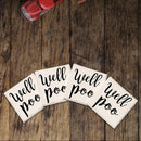 Well Poo | Drink Coaster Set of 4 | Absorbent Ridged Ceramic with Cork Backing