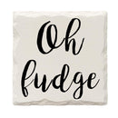 Oh Fudge | Drink Coaster Set of 4 | Absorbent Ridged Ceramic with Cork Backing