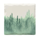 Misty Mountain Pines | Drink Coaster Set of 4 | Absorbent Ridged Ceramic with Cork Backing