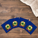 Vermont State Flag | Drink Coaster Set of 4 | Absorbent Ridged Ceramic with Cork Backing