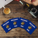 Wisconsin State Flag | Drink Coaster Set of 4 | Absorbent Ridged Ceramic with Cork Backing
