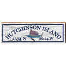 Hutchinson Island Shabby Wooden Sign | Wall Art Print on Real Wood