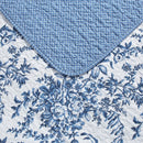 Full/Queen 3 Piece Bed In A Bag Reversible Blue White Floral Cotton Quilt Set