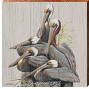 Oak Island, NC Art Lamay's Pelicans | Wall Art Print on Real Wood