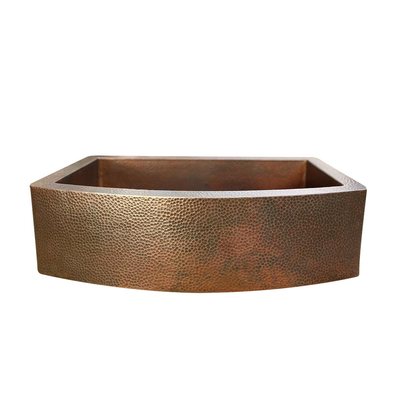 Copper Farmhouse Sink, Rounded Front Single Well-Daxa