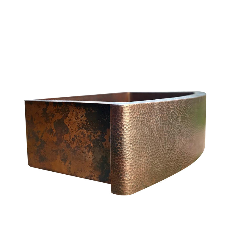 Copper Farmhouse Sink, Rounded Front Single Well-Daxa