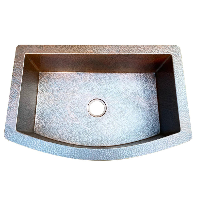 Copper Farmhouse Sink, Rounded Front Single Well-Daxa
