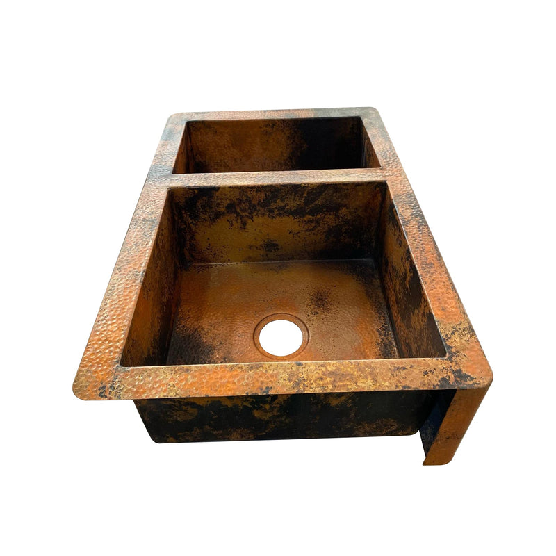 Double-Bowl Copper Farmhouse Kitchen Sink - Faye