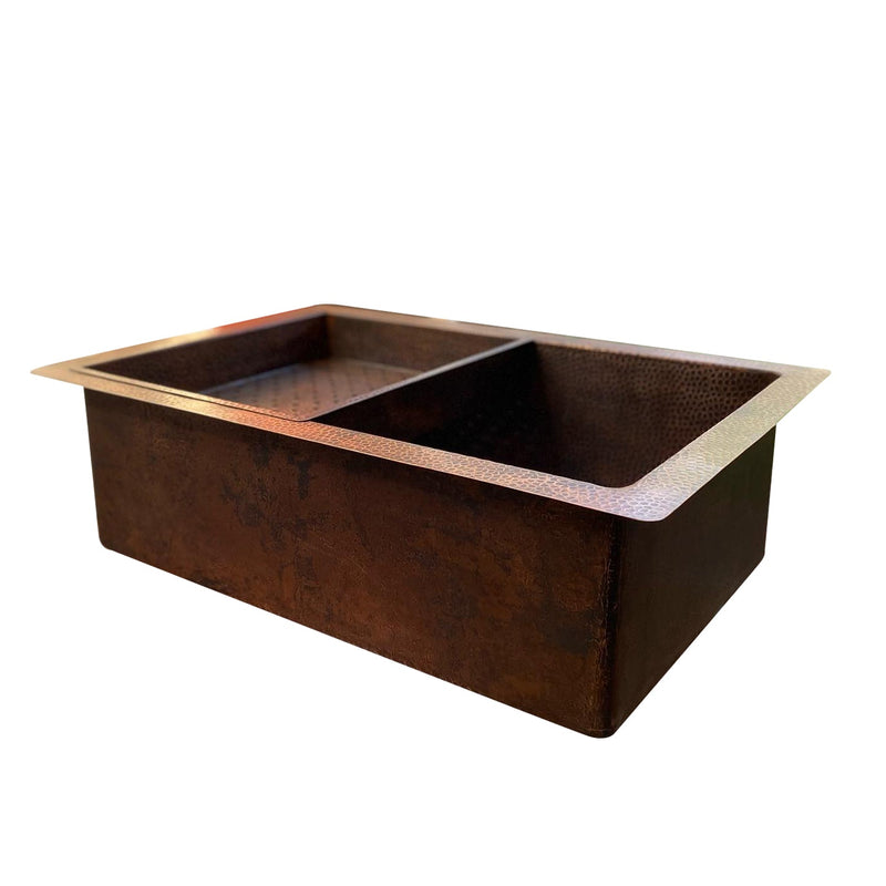 Single Bowl Undermount Farmhouse Kitchen Sink-Arlo - Aged Copper